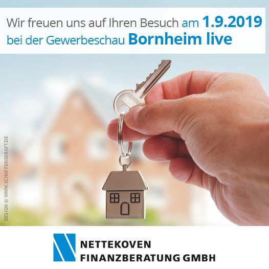 Wir freuen uns auf Ihren Besuch am 1.9.2019 bei der Gewerbeschau Bornheim live